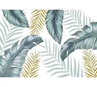 skdhlifpj Papier Peint Feuilles 3D intissé Tapisserie Murale Forêt Tropicale Tropicale Rainforest Abstrait Vert Plantain Feuille Fond Mur 300cmx256cm Salon Chambre Adulte Zen Mural