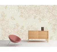 skdhlifpj Papier Peint Fleurs 3D intissé Tapisserie Murale Papillons De Fleurs Roses En Relief De Style Européen 250cmx175cm Salon Chambre Adulte Zen Mural