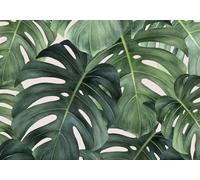 skdhlifpj Papier Peint Forêt tropicale 3D intissé Tapisserie Murale Feuilles Géantes Tropicales Vertes Feuilles De Plantain Feuilles À Gland 300cmx210cm Salon Chambre Adulte Zen Mural