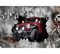 skdhlifpj Papier Peint Métal 3D intissé Tapisserie Murale Mur De Briques Vintage Voiture Cassé Mur Mécanique Gear Background Wall 430cmx300cm Salon Chambre Adulte Zen Mural