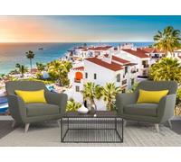 skdhlifpj Papier Peint Nature Paysage 3D intissé Tapisserie Murale Vue De Blue Ocean Sea Island Beachfront City Villa 400cmx280cm Salon Chambre Adulte Zen Mural