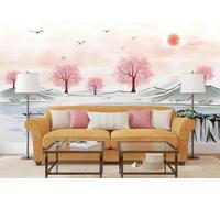 skdhlifpj Papier Peint Panoramique 3d Ambiance De Fleurs De Pêcher 430cmx300cm Paysages Nature À L'Aquarelle Lacs Océan Coucher De Soleil Salon Chambre Adulte Enfant Décoration Tapisserie Murales Mur