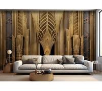 skdhlifpj Papier Peint Panoramique 3d Architecture Métallique Dorée 400cmx280cm Architecture D'Église Européenne Abstraite En 3D Salon Chambre Adulte Enfant Décoration Tapisserie Murales Mural