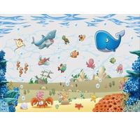 skdhlifpj Papier Peint Panoramique 3d Baleines Et Requins De Bande Dessinée 430cmx300cm Océan Bleu Créatures Marines Paysages Coralliens Salon Chambre Adulte Enfant Décoration Tapisserie Murales Mura