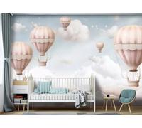 skdhlifpj Papier Peint Panoramique 3d Colorées Montgolfières 200cmx140cm Chambre Confortable De Princesse Avec Ciel Bleu Et Nuages Blancs Salon Chambre Adulte Enfant Décoration Tapisserie Murales Mur