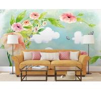 skdhlifpj Papier Peint Panoramique 3d Compositions Florales Éthérées 200cmx140cm Graffitis Tropicaux Fleurs De Lys Roses Feuilles Salon Chambre Adulte Enfant Décoration Tapisserie Murales Mural