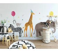 skdhlifpj Papier Peint Panoramique 3d Dessins Animés Pour Enfants 400cmx280cm Royaume Animalier Moderne Éléphants Et Girafes Salon Chambre Adulte Enfant Décoration Tapisserie Murales Mural