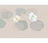 skdhlifpj Papier Peint Panoramique 3d Feuilles De Lotus Blanches 300cmx210cm Feuille Florale Vintage Lottang Blanc Salon Chambre Adulte Enfant Décoration Tapisserie Murales Mural