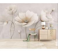 skdhlifpj Papier Peint Panoramique 3d Fleurs Blanches 300cmx256cm Fleurs De Lys Tridimensionnelles De Style Chinois Salon Chambre Adulte Enfant Décoration Tapisserie Murales Mural