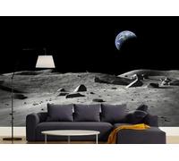 skdhlifpj Papier Peint Panoramique 3d Lune 300cmx210cm Univers Espace Terre Lune Murale Salon Chambre Adulte Enfant Décoration Tapisserie Murales Mural