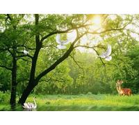 skdhlifpj Papier Peint Panoramique 3d Paysage Forestier 150cmx105cm Jungle Verte Paysage Naturel Rivière Salon Chambre Adulte Enfant Décoration Tapisserie Murales Mural