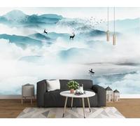 skdhlifpj Papier Peint Panoramique 3d Sommets Montagneux Bleus 300cmx210cm Paysage Naturel Chinois Esthétique Enveloppé De Brume Salon Chambre Adulte Enfant Décoration Tapisserie Murales Mural