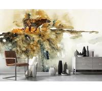 skdhlifpj Papier Peint Panoramique 3d Tigre Aquarelle 300cmx210cm Dessiné À La Main Champ Prairie Aquarelle Tigre Salon Chambre Adulte Enfant Décoration Tapisserie Murales Mural