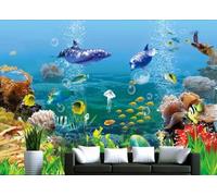 skdhlifpj Papier Peint Panoramique 3d Tropical Paysage Marin 430cmx300cm Banc De Poissons Coralliens Verts Sous-Marins Dans Un Aquarium Salon Chambre Adulte Enfant Décoration Tapisserie Murales Mural
