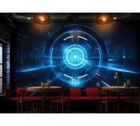 skdhlifpj Papier Peint Panoramique 3d Vaisseau Spatial Bleu Techno 200cmx140cm Bar Spatial Technologique Ktv Cybercafé Salon Chambre Adulte Enfant Décoration Tapisserie Murales Mural