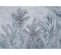 skdhlifpj Papier Peint Panoramique Tropical Plantes 150cmx105cm 3D intissé Tapisserie Murale Paysage Bleu De Cocotiers De Jungle Salon Chambre Adulte Enfant Décoration Mural