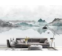 skdhlifpj Papier Peint Paysage 3D intissé Tapisserie Murale Paysage Naturel D'Océan D'Encre De Montagne D'Image Bleue 200cmx140cm Salon Chambre Adulte Zen Mural