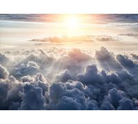 skdhlifpj Papier Peint Paysage 3D intissé Tapisserie Murale Soleil Brille Nuage Éblouissant Autour Du Paysage Naturel 200cmx140cm Salon Chambre Adulte Zen Mural