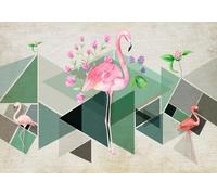skdhlifpj Papier Peint Rétro 3D intissé Tapisserie Murale Minimaliste Vintage Géométrique Triangle Motif Oiseau Volant Rouge 350cmx245cm Salon Chambre Adulte Zen Mural