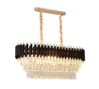 Skdndk Lustre de Mode Lustres en Cristal Modernes pour Salle à Manger Lustre Noir et Or à 8 lumières Salon Ovale Plafond Contemporain Suspendu Luminaire Suspendu pour îlot de Cuisine Bar L78 cm