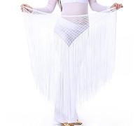 Skdvy Écharpes Hanche Danse Ventre,Foulard Danse Ventre Vêtements de Danse du Ventre Accessoires Pratique Longue Tassel Triangle Courroie Crochet Crochet Belly Dance Foulard(White)