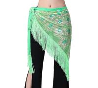 Skdvy Écharpes Hanche Danse Ventre,Foulard Danse Ventre Vêtements de Danse du Ventre Noir Mesh Base Longues Fringes Triangle Saisisselles Ceinture Bellydannce Foulard de Hanche for Gilrs(Purple)