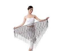 Skdvy Foulard Danse Orientale avec PièCes, Costumes de Danse du Ventre à Paillettes, Pompon, écharpe de Hanche for Femmes, chaîne de Taille, 12 Types de Couleurs(Light Gold)