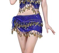 Skdvy Foulard Danse Orientale avec PièCes, Dame Femmes Danse du Ventre Hanche écharpe Hanche Ceinture Jupe avec pièces de Danse du Ventre Taille chaîne Enveloppement Accessoires de Danse(BLUE2)