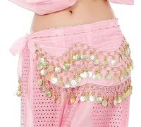 Skdvy Foulard Danse Orientale avec PièCes, Écharpe de Hanche de Danse du Ventre for Femmes, Ceinture Ajustable for Jupe de Danseuse, pièces de Monnaie, chaîne de Taille, Paillettes, Glands(6)