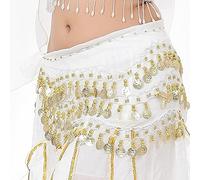 Skdvy Foulard Danse Orientale avec PièCes, Écharpe de Hanche de Danse du Ventre for Femmes, Ceinture Ajustable for Jupe de Danseuse, pièces de Monnaie, chaîne de Taille, Paillettes, Glands(12)