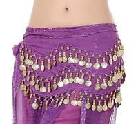 Skdvy Foulard Danse Orientale avec PièCes, Écharpe de Hanche de Danse du Ventre for Femmes, Ceinture Ajustable for Jupe de Danseuse, pièces de Monnaie, chaîne de Taille, Paillettes, Glands(7)