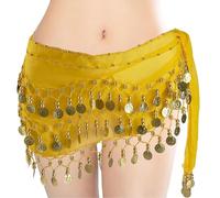 Skdvy Jupe Danse du Ventre,Danse du Ventre Belly Foulard de Danse du Ventre, Jupe de Danse du Ventre, Ceinture de Danseuse du Ventre for Femme(Yellow)