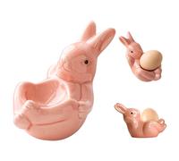 Skeadex Coquetier Oeuf Ceramique, Support pour Oeufs, Coquetier Oeuf Original en Forme De Lapin De Pâques, Support d'Oeuf De Pâques, Bunny Easter Egg Cup, Ornemant Décoration De Pâques (Rose)