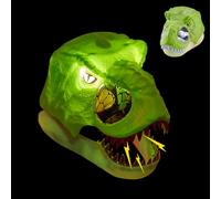 Skeadex Masque de dinosaure avec batterie, masque dinosaure avec yeux lumineux LED, masque d'Halloween T-Rex avec deux effets sonores, dinosaure lumineux, décoration d'Halloween