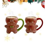 Skeadex Mr Mrs Tasses à Café en Céramique, Ensembles de Mugs Bonhomme de Pain d'épice, Tasse Couple Café/Thé Cadeau de Noël, Mariage, Couple, Saint Valentin ou Anniversaire (vert+rouge)