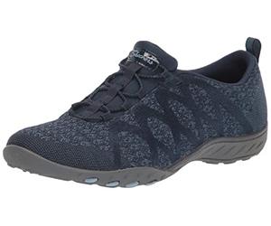 Skechers 100301 NVY, Chaussures de Sport Femme, Marineblauer Strick, anthrazitfarbener Rand,