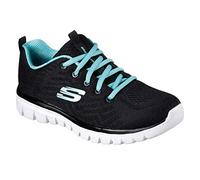 Skechers Femme Graceful-Get Connected Baskets, Black Mesh Turquoise Trim, 38.5 EU