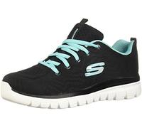 Skechers Femme Graceful-Get Connected Baskets, Black Mesh Turquoise Trim, 39 EU
