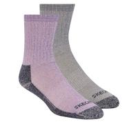 Skechers 2 Pack Wohommes's Crew Wool Chaussettes en Violet/Gris, Pointure Moyen