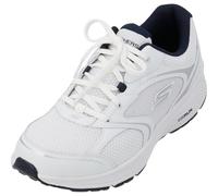 Skechers 220371 WNV, Basket Homme, Textile Cuir Blanc Et Bleu Marine, 45 EU