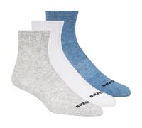 Skechers 3 Pack Boys' Crew Cotton Chaussettes en Gris/Bleu, Pointure Moyen