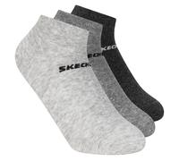 Skechers 3 Pack Boys' Low Cut Cotton Chaussettes en Gris, Pointure Moyen