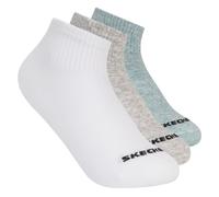 Skechers 3 Pack Boys' Quarter Crew Cotton Chaussettes en Blanc/Gris, Pointure Moyen