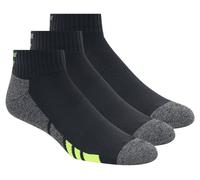 Skechers 3 Pack hommes's Half Terry Quarter Crew Chaussettes en Noir, Pointure Grand