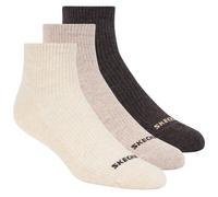 Skechers 3 Pack hommes's Lifestyle Quarter Ribbed Chaussettes en Brun Clair, Pointure Grand