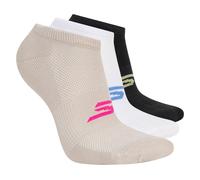 Skechers 3 Pack No Show Stretch Chaussettes en Beige, Pointure Moyen