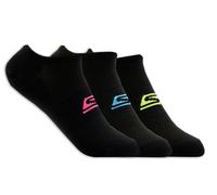 Skechers 3 Pack No Show Stretch Chaussettes en Noir, Pointure Moyen