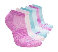 Skechers 6 Pack Girls' Low Cut Color Stripe Chaussettes en Violet/Turquoise, Pointure Petit