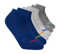 Skechers 6 Pack Low Cut Non Terry Chaussettes en Bleu/Gris, Pointure Petit