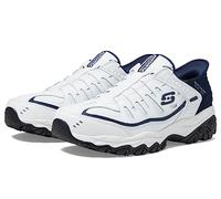 Skechers Afterburn M. Fit Grill Captain Slip in pour Homme Mocassin, Blanc, Bleu Marine, 40 EU X-Large
